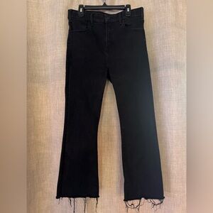 ABERCROMBIE Simone High Rise Black Ankle Kick Flare Raw Hem Jeans 28 6 Short
